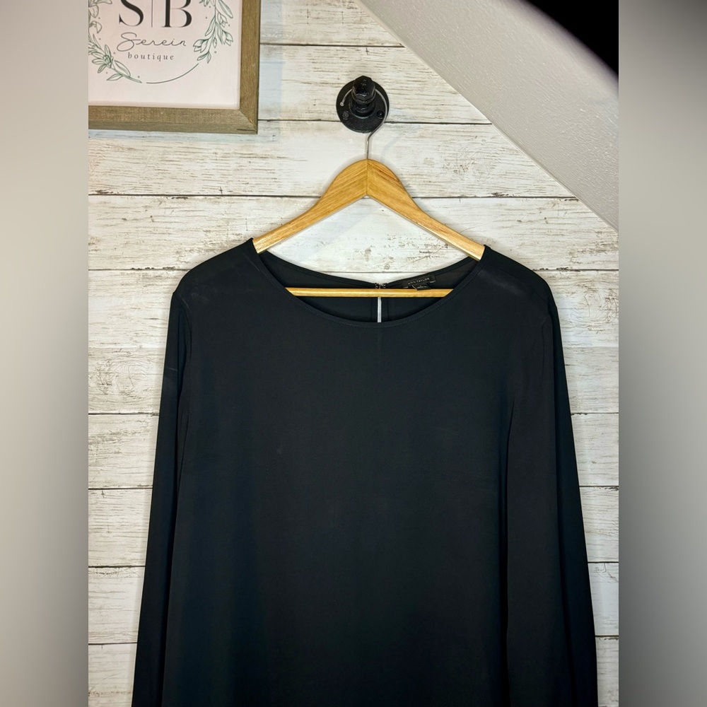 Ann Taylor Loft black blouse size large. Cuffed button-sleeve Perfect for office